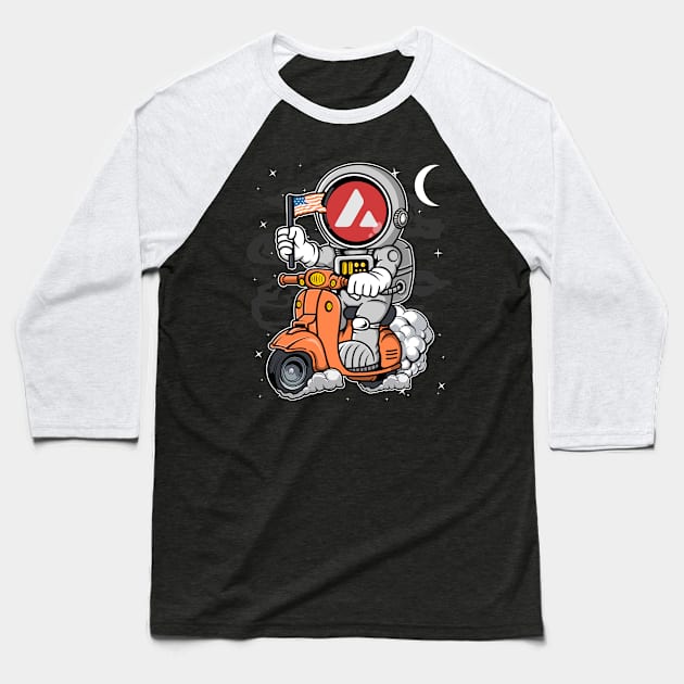 Astronaut Scooter Avalanche AVAX Coin To The Moon Crypto Token Cryptocurrency Blockchain Wallet Birthday Gift For Men Women Kids Baseball T-Shirt by Thingking About